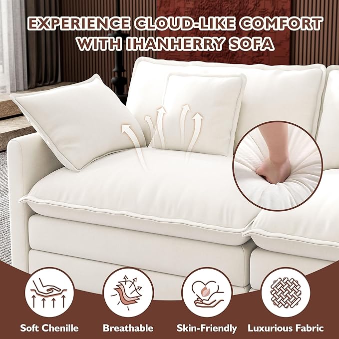 Ihanherry 114" V-Shaped Modern Sofa Modular Sectional Cloud Couch - Image 5