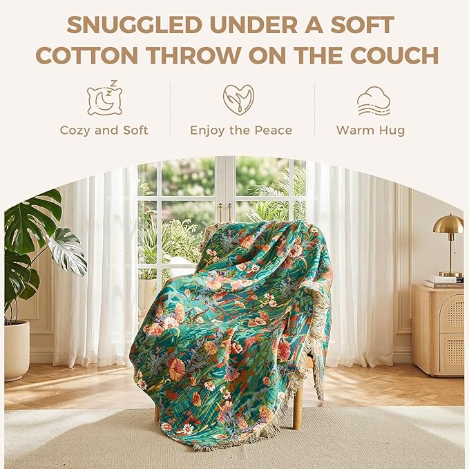 LUTBM Boho Throw Blanket for Couch Sofa Chair Cotton Summer Breathable Blankets - Image 4