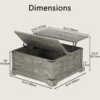 Furnideco 35.5''W Square Coffee Table Farmhouse Lift top Coffee Table - Image 2
