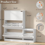 BORNOON Shoe Cabinet with Bench and 3 Flip Drawers, Slim Narrow Shoe Storage - Image 2