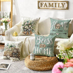 AVOIN colorlife Bless Our Home Farmhouse Eucalyptus Leaves Throw Pillow Covers - Image 2