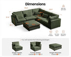 115" Oversized Corduroy Couch Modular Sectional Sofa, Washable Cloud Couch - Image 2