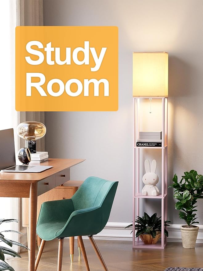 Pink Floor Lamp with Shelves for Living Room, Shelf Floor Lamp with 3 CCT LED - Image 7
