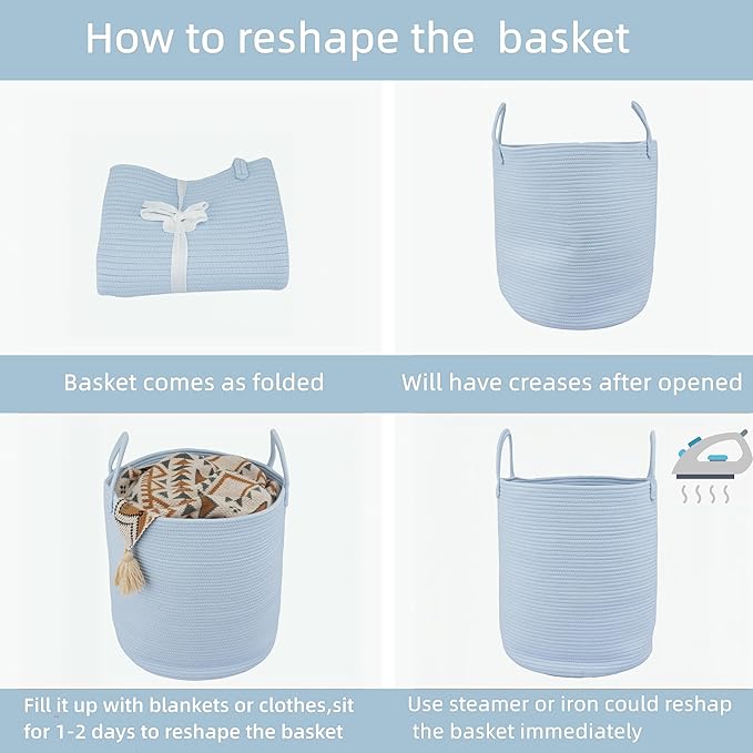 XUANGUO Cotton Rope Laundry Basket Hamper - Image 6