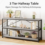 LVB Long Console Table with Storage, Farmhouse Rustic Skinny Entryway Table - Image 7