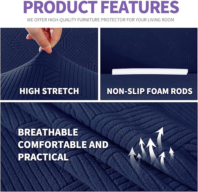 ZNSAYOTX Super Stretch Couch Cover, New Striped Sofa Covers Fitted Slipcovers - Image 4