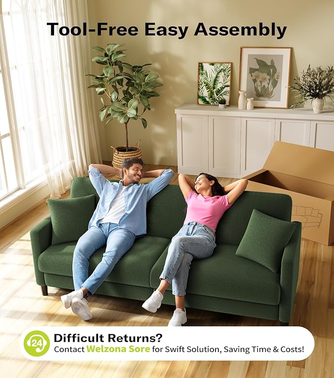 Welzona 83" Couches for Living Room, Teddy Sofa Couch, Comfy Sofas for Living - Image 6