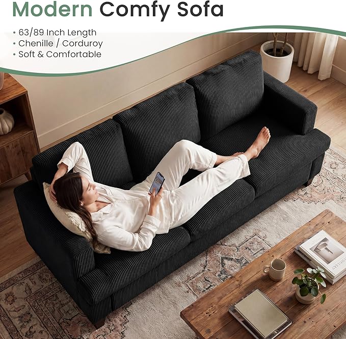 YOUDENOVA 2 Piece Set Comfy Sofa Couch, 2 3-Seater Sofa - Image 5