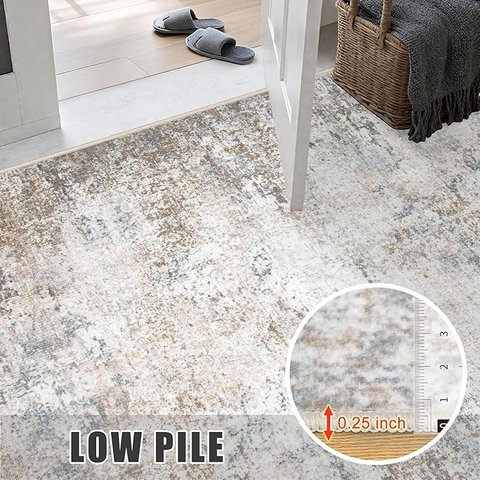 10x14 Area Rug Living Room Rug: Washable Modern Abstract Soft Thin Rug Indoor - Image 8