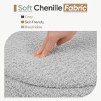 Round Storage Ottoman with Reversible Tray Lid, Folding Chenille Fabric - Image 6