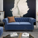 ORRD 3 Piece Living Room Set, Velvet Chesterfield Sofa Loveseat Couch Chair - Image 5