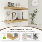 Acovy 32 Inch Floating Shelves, 3D Textured Wood Grain, Wooden Shelves - Image 5