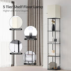 SUNMORY 5 Tier Floor Lamp with Shelves, Modern Square Standing Lamp with 3 - Image 3