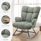 SAETSFEG Rocking Chair Nursery Teddy Upholstered Glider Rocker Rocking Accent - Image 4