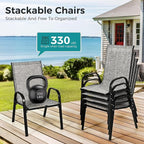 Pamapic Outdoor Dining Sets for 4, Square Steel Slat Table - Image 7