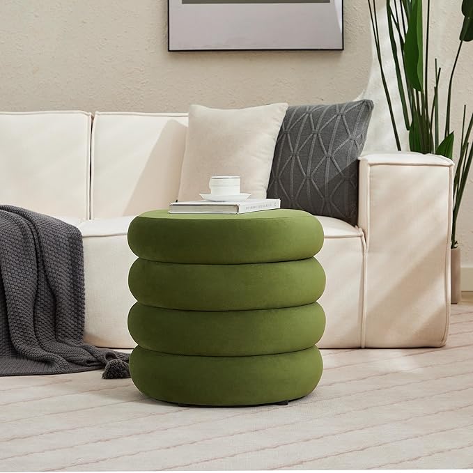 Flouki 19.5" Storage Ottoman Round, Vanity Stools - Image 8