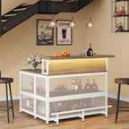L-Shaped Home Bar Unit with Wine Glasses Holder and LED Light, Modern Bar Table - Image 5