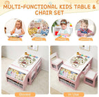 5-in-1 Kids Art Table and Chairs, Wood Toddler Table and Chair Set - Image 7