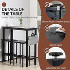 Finnhomy Bar Table Set, 39.3" Pub Table High Top Table, Rectangular Bar Height - Image 6