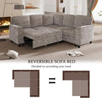 L-Shaped Sectional Couch with Storage and Pull Out Bed, Convertible Sofa Bed - Image 7