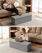 GLAXYFUR 43 Inches Folding Storage Ottoman Bench, Storage Chest, Footrest - Image 5