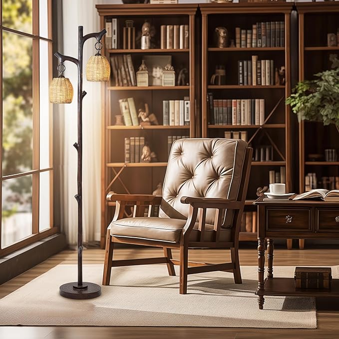 Scenekoy 68" High Farmhouse Rustic Country Cottage Floor Lamp Tree Trunk Faux - Image 4