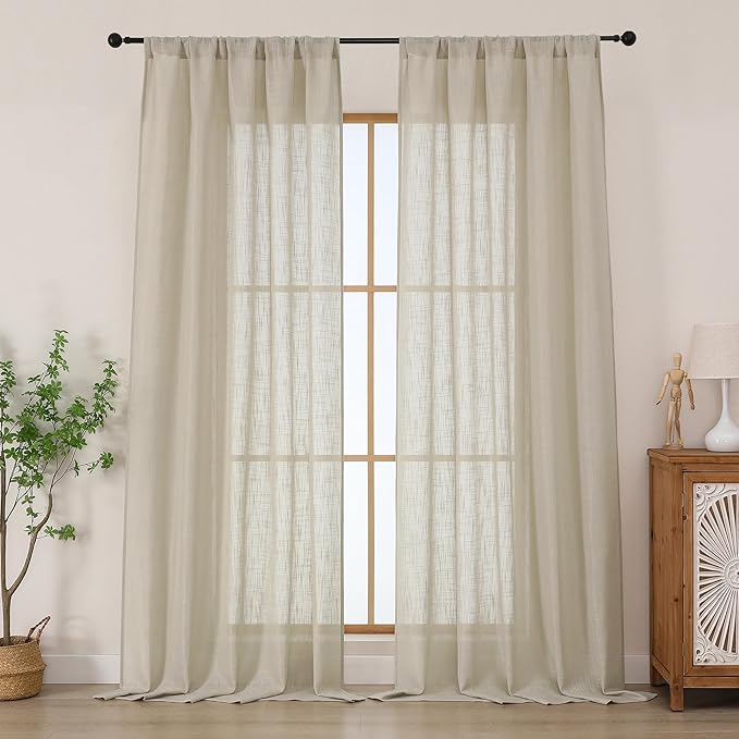 Chyhomenyc Semi Sheer Curtains 96 Inches Long 2 Panels by Chyhomenyc
