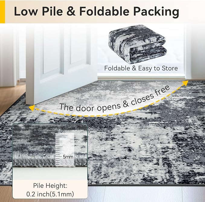 RELEANY Washable Area Rugs 2'x6' Non-Slip Modern Abstract Soft - Image 8