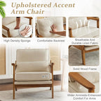 VINGLI Solid Wood Wide Armrests Accent Chair Set of 2, Upholstered Mid Century - Image 5