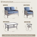 Weaxty Wicker Patio Furniture Set High Back Loveseat Sofa Couch Armchair Coffee - Image 2