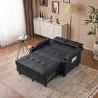 VINGLI Black Futon Sofa Bed Convertible Loveseat Sleeper Couch, Faux Leather - Image 2