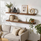 fuqing 40 Inch Floating Shelves | 6.7 Inch Deep Dark Wood Floating Shelves - Image 2