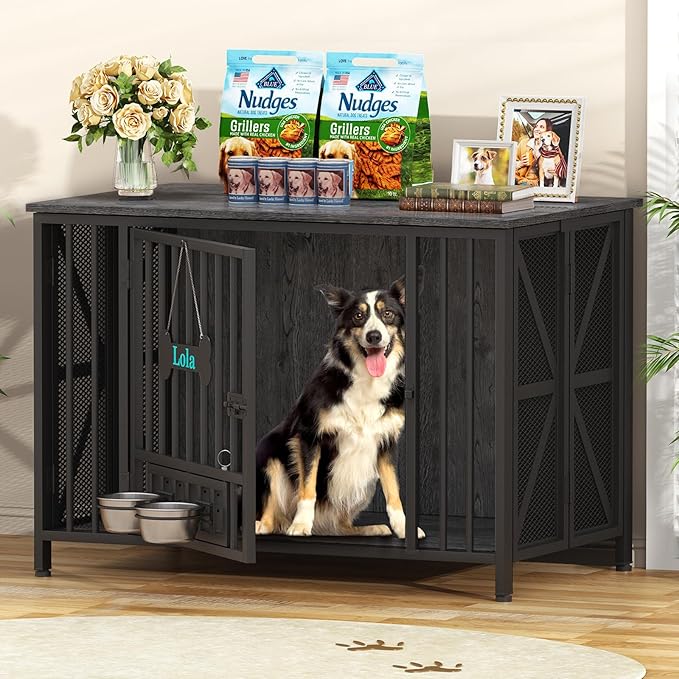 Easycom Foldable Large Dog Crate Furniture, 41.3" Assembly-Free Dog Crates by EasyCom