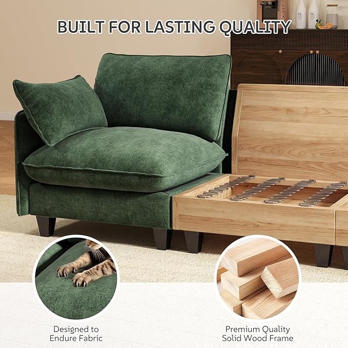 Ihanherry 139" U-Shaped Modular Sectional Couch, Oversized Cloud Sofa - Image 6