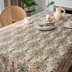 VClife Beige Floral Print Table Cloth, Linen Texture Tablecloth - Image 7