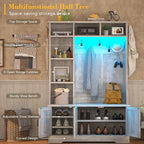 CSZZD Hall Tree with Bench and Shoe Storage, Farmhouse Entryway Bench with Coat - Image 2