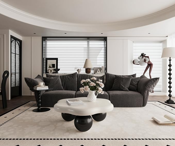 35" Cloud Coffee Table with 3 Ball Legs, Modern Minimalist Petal Center Table - Image 9