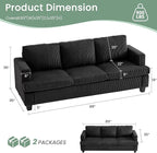 3 Pieces Corduroy Couch Set for Living Room, 7 Seats Cloud Sofa, Deep Seat - Image 3