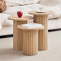 Round Side Tables Set of 3, Circle Modern Fluted Nesting Coffee Table, Accent by Euphpivigy