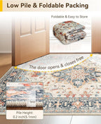 RELEANY Area Rugs 9'x12' Washable Non-Slip, Floral Vintage Distress Print - Image 6