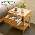 AMERLIFE 24" Wood Nightstand Set of 2, Vintage Bedside Table - Image 6