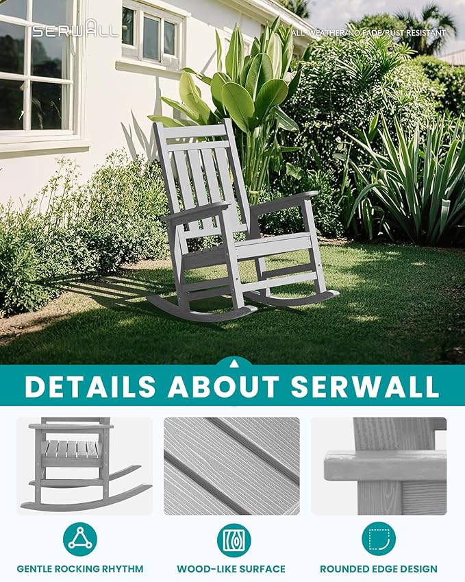 SEWALL HDPE Rocking Chair, Oversized Outdoor Rocking Chair - Image 3