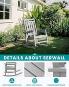 SERWALL Oversized Outdoor Rocking Chair Set of 2, HDPE Rocker - Image 4