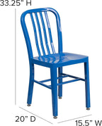 Flash Furniture Gael Commercial Grade 2 Pack Blue Metal Indoor-Outdoor Chair - Image 2