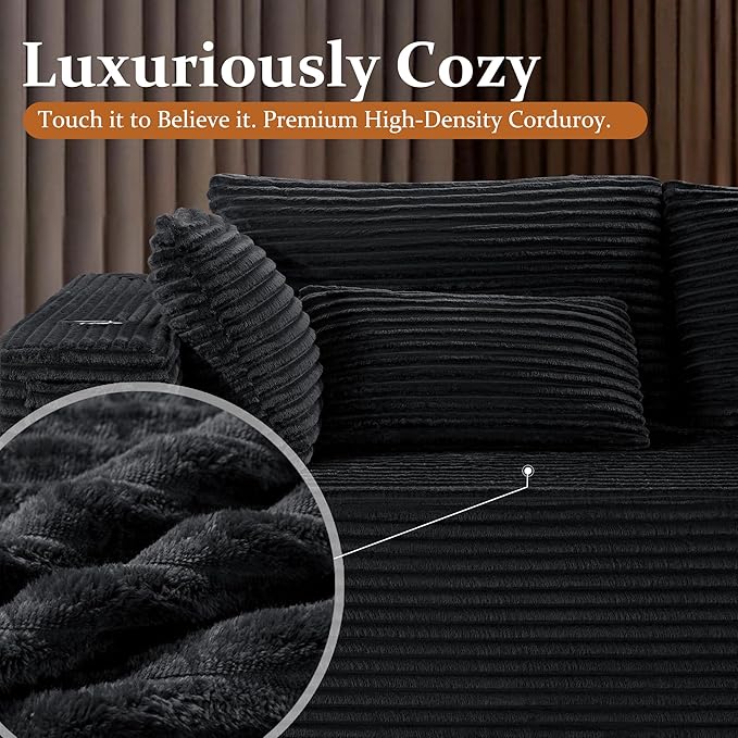 138" Cloud Sectional Couch, Comfort L Shaped Boneless Couch - Image 8