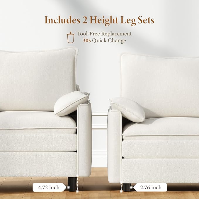 Vesgantti 74" Loveseat Sofa for Living Room, Comfy Cloud Couch Deep Seat - Image 3
