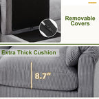 HAOMARKETS Corduroy Sofa Set, Upholstered Ottoman Footrest, Modern Living Room - Image 6