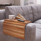 Sofa Arm Tray, Acacia Wood Folding Couch Arm Tray, Sofa Armrest Trays - Image 2