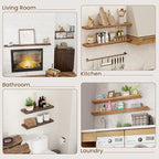 Floating Shelves for Wall Decor, Rustic Solid Elm Wood Live Edge Floating - Image 8