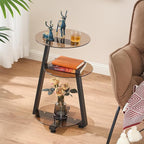 BEWISHOME Round End Table Tempered Glass Side Table - Image 4